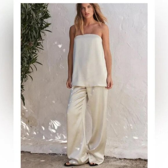 Zara Pants - ZARA SATIN EFFECT STRAIGHT LEG PANTS